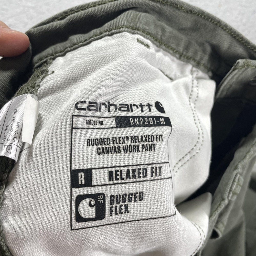 Carhartt Pants Mens 32x32 Green Rugged Flex Relaxed Canvas Carpenter Workwear - Picture 7 of 10